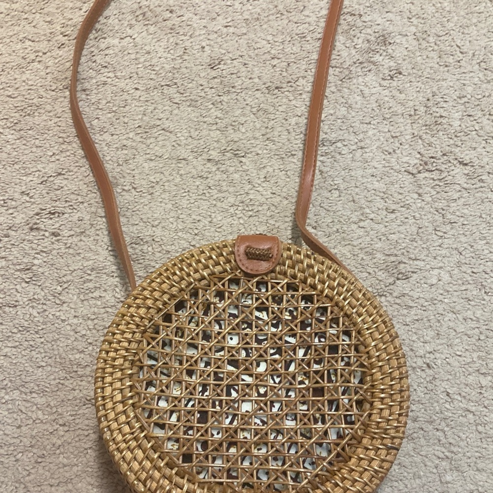 Kaari Blue Tan Woven Shoulder Bag